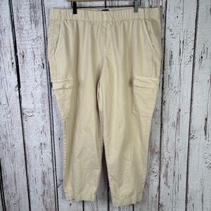 GAP Women’s XXL Beige Cargo Pants Elastic Waist Slash Pockets Cargo Pockets